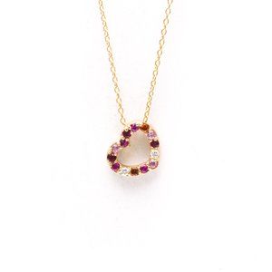 Ponte Vecchio Heart Necklace Pink Gold (18K) Diamond,Ruby,Sapphire Men,Women